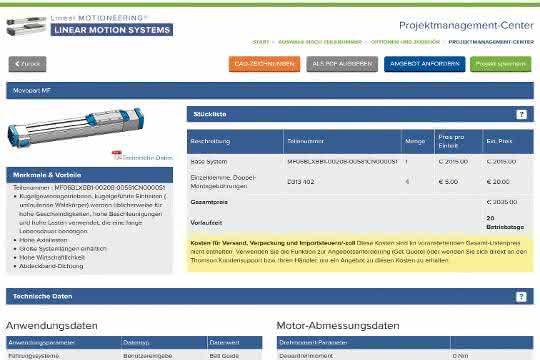 Online-Auswahltool: In 15 Minuten zum linearen Antriebssystem