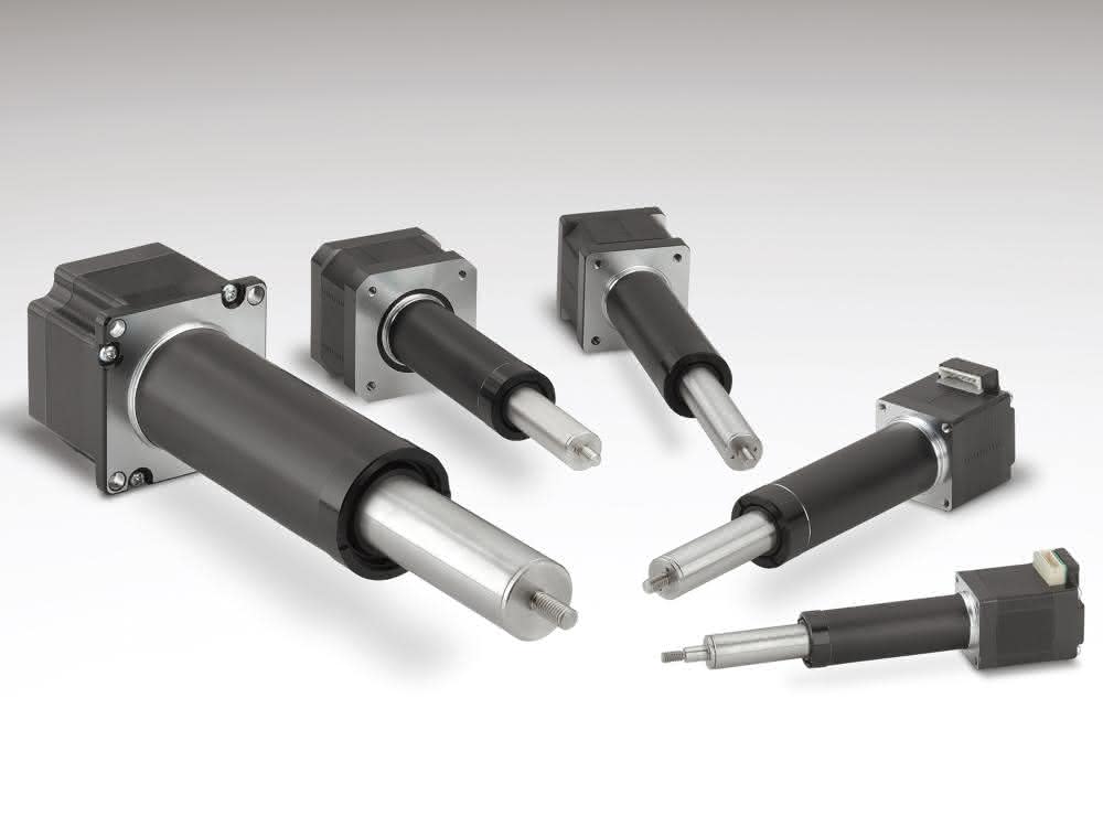Stepper motor linear actuators: Hybrid with built-in anti-rotation guide
