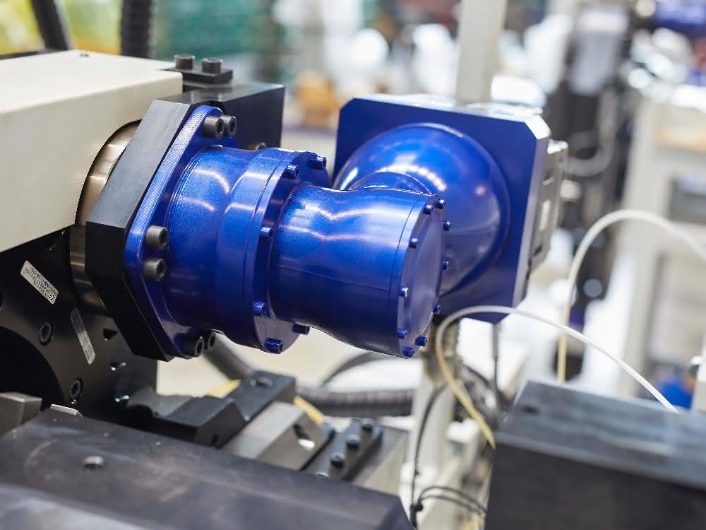 Getriebe in Blau Verbautes Getriebe