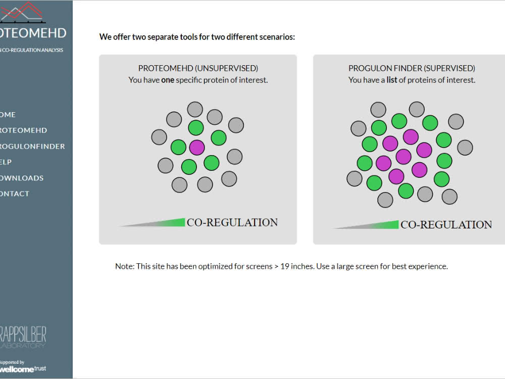 Screenshot der Einstiegsseite zu www.proteomehd.net