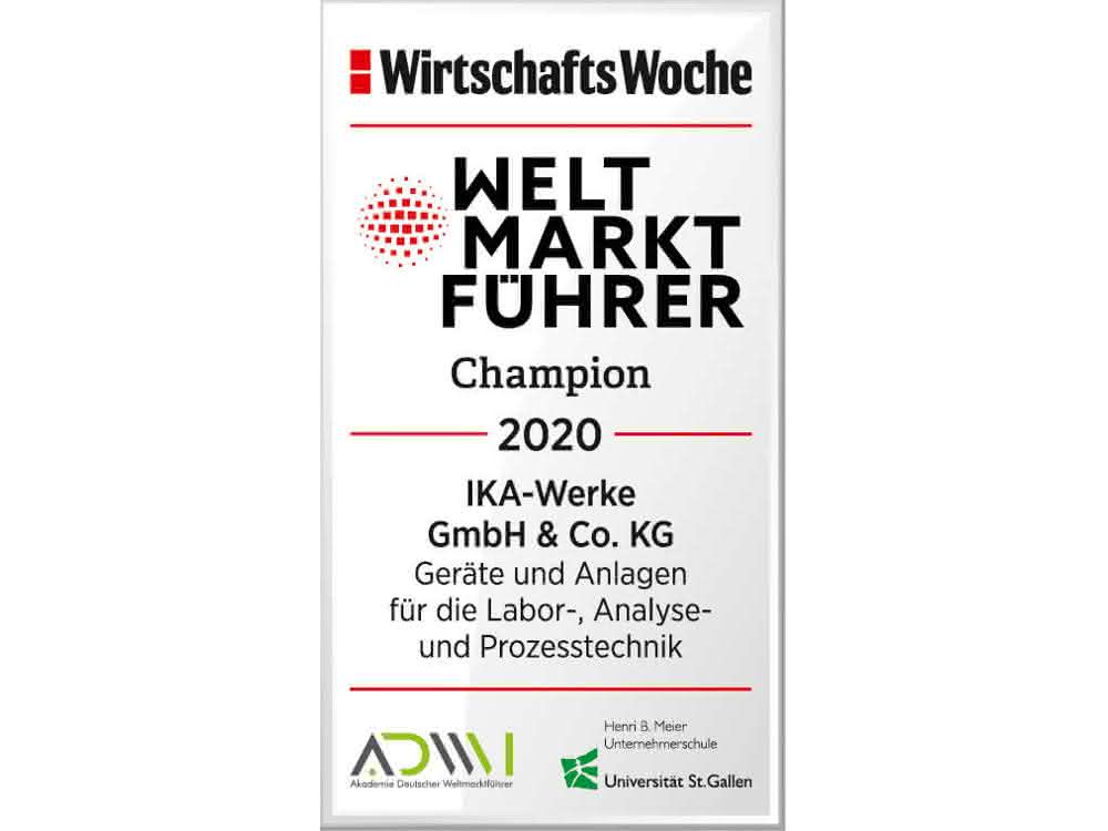 Labor-, Analysen- und Prozesstechnik: IKA erneut in Weltmarktführerindex aufgenommen Grafik zur Auszeichnung