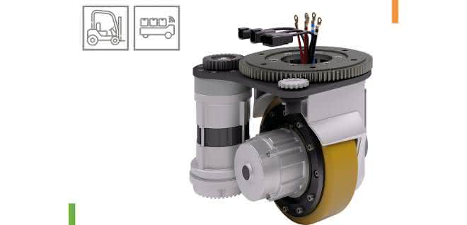 The compact TDH230 wheel hub drive is now also available with electric steering.