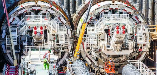 Vier Tunnelnbohrmaschinen sorgen für Tempo