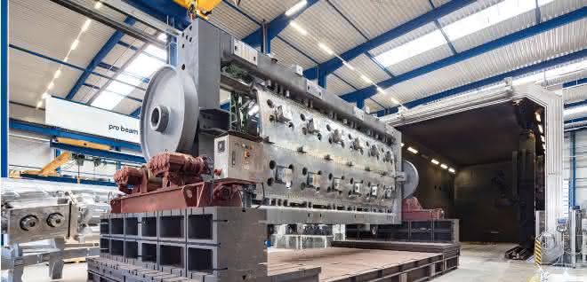 The huge components are welded in large chamber electron beam systems Components