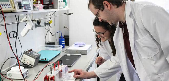 Clarissa Lanzloth B.Sc. und Dr. Frank Mickoleit im Labor