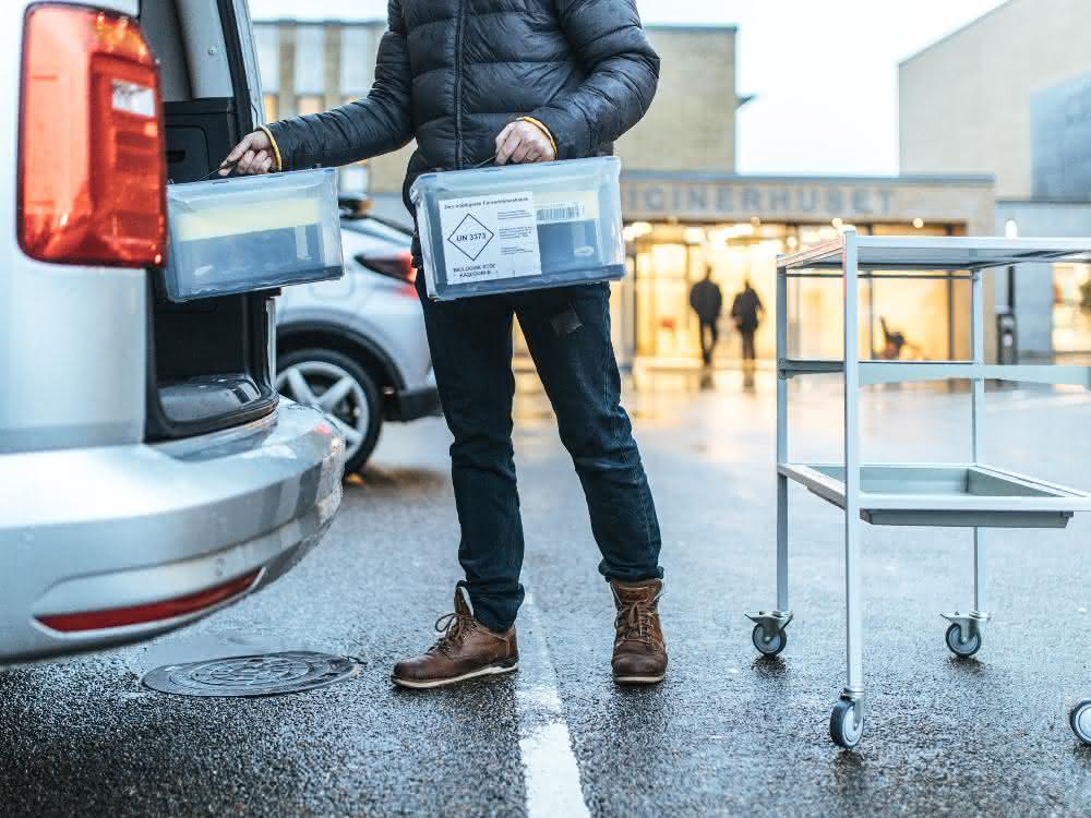 Up to 3,000 blood samples reach the university hospital in Aalborg, Denmark, every day.