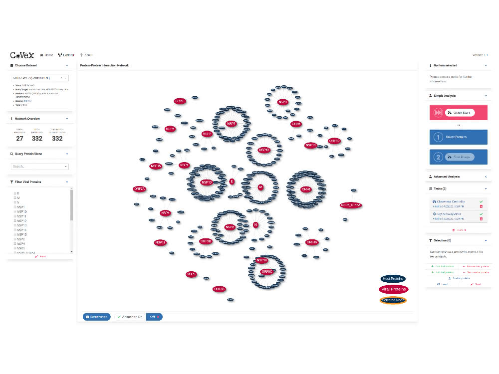 Screenshot von CoVex.