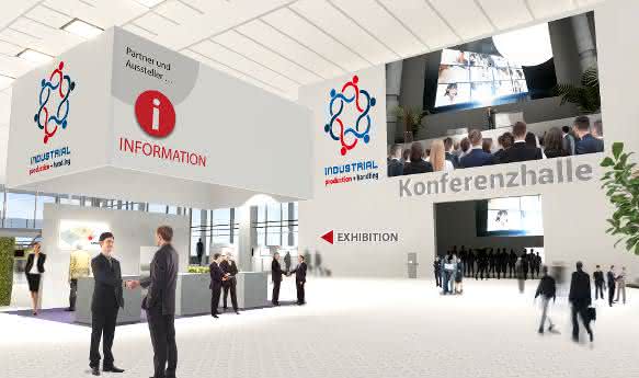 Foyer of the virtual industrial trade fair "Industrial production + handling"