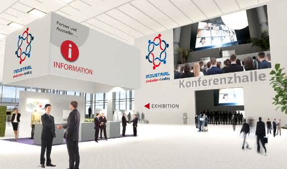 Foyer of the virtual industrial trade fair "Industrial production + handling"