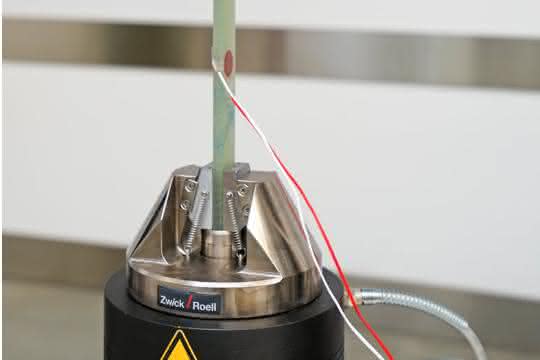 Tensile test on a composite specimen with strain gauges Tensile test
