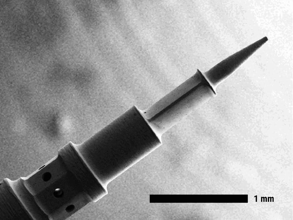 Laser turned part made of carbide with holes