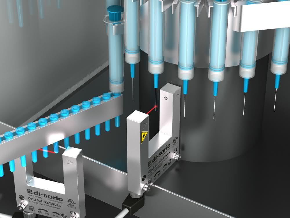 Stainless steel version: Laser fork light barriers with IO-Link