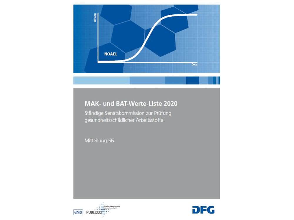 Gesundheitsschutz am Arbeitsplatz: MAK- und BAT-Werte-Liste 2020 Titelseite der MAK- und BAK-Werte-Liste 2020