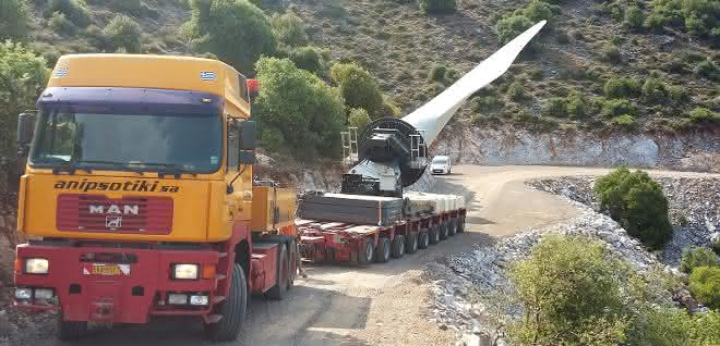 Windkraftrotoren mit Goldhofer transportiert Windkraftrotoren mit Goldhofer transportiert
