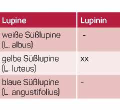 Tabelle zum Chinolizidinalkaloidvorkommen in Süßlupinen.