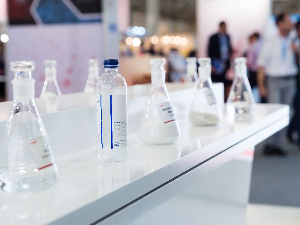 Erlenmeyerkolben/Laborglasflaschen (Impression von der Chemspec 2019)