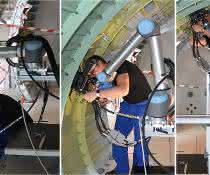 Cobot zur Flugzeug-Endmontage: Der kollaborative Kollege schraubt am Flugzeug-Rumpf Cobot zur Flugzeug-Endmontage: Der kollaborative Kollege schraubt am Flugzeug-Rumpf