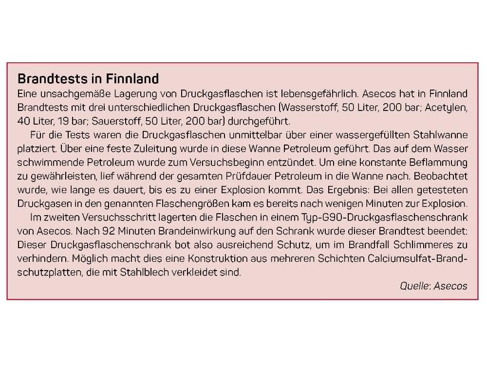 Infokasten zu Brandtests (Quelle: Asecos)