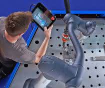 Individual adjustments via touch control panel Human operates cobot