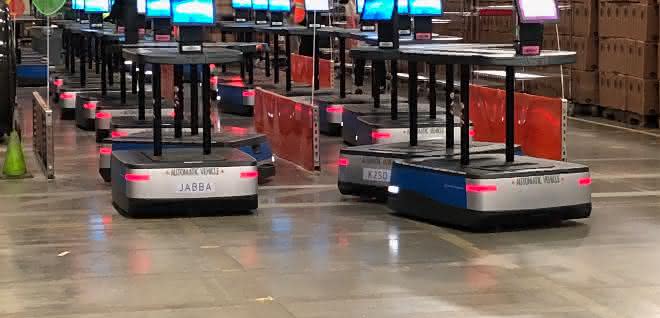 AGVs in the warehouse