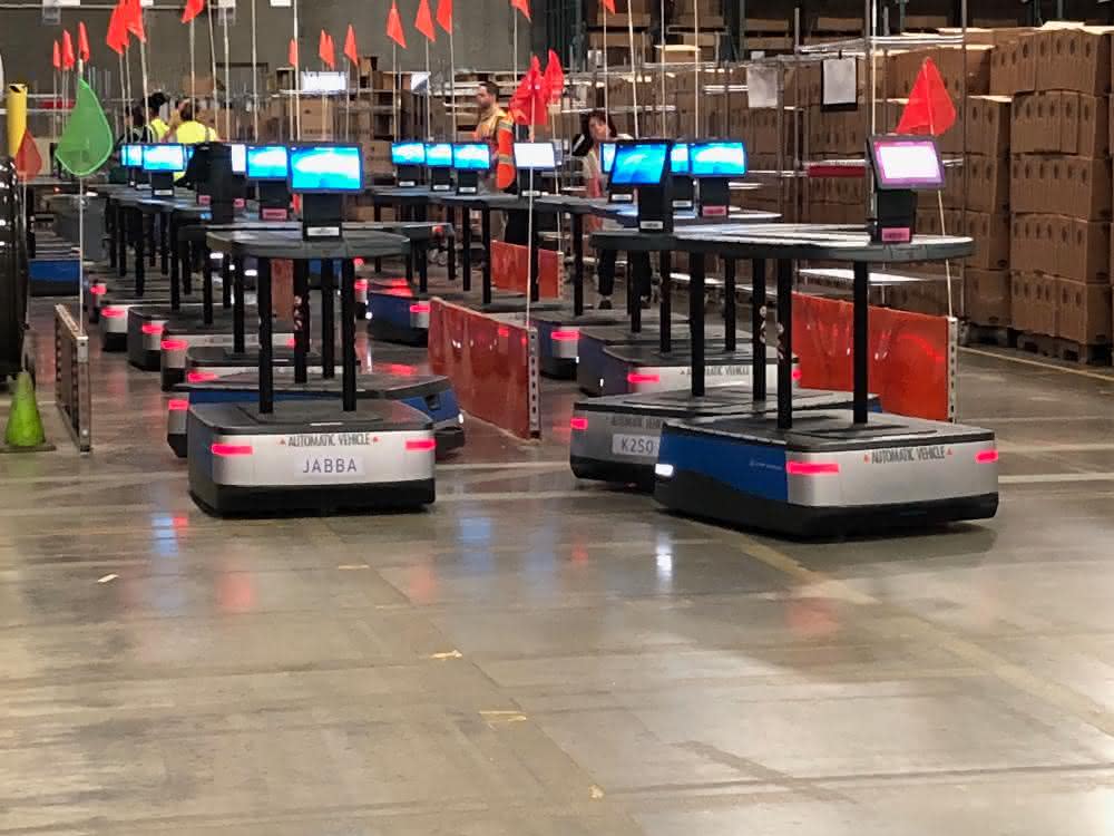 AGVs in the warehouse