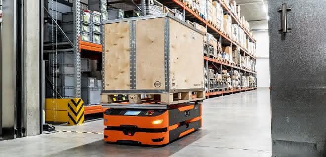 AGVs in the warehouse