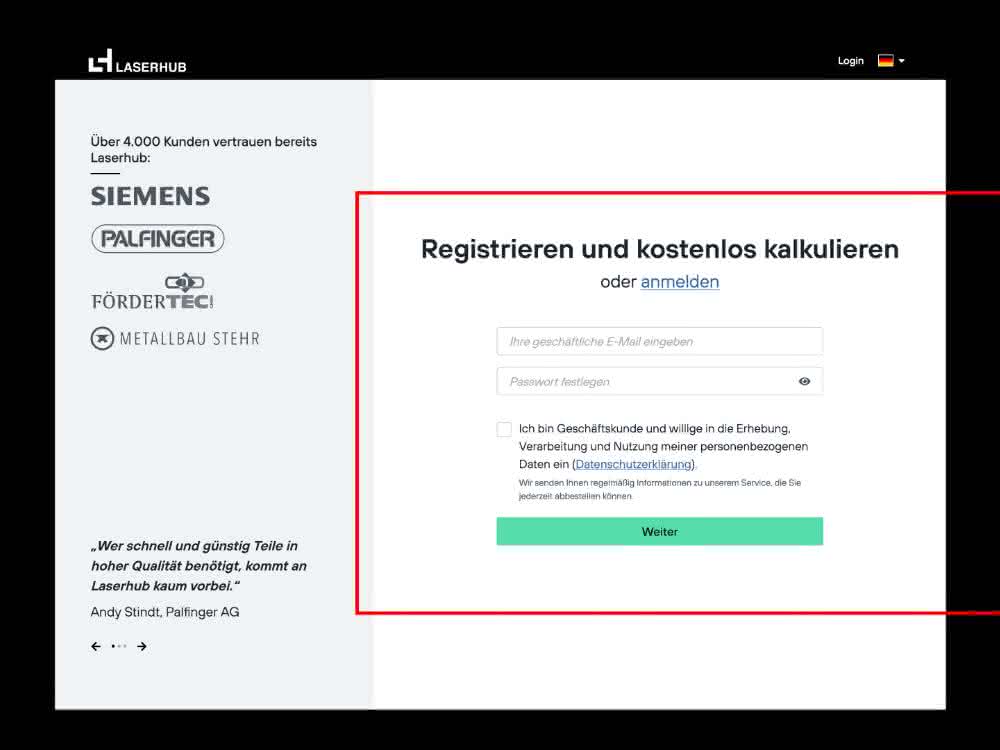 Reduced login page designed for maximum simplicity