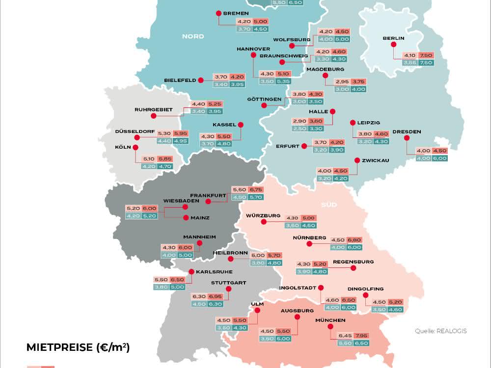 Realogis veröffentlicht Deutschlands Mietpreiskarte