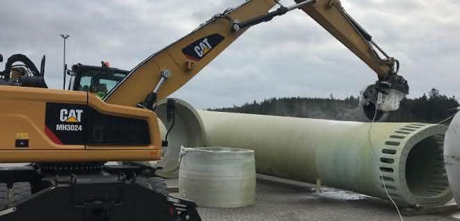 Recycling: Rotorblätter per Diamantsäge zerkleinert