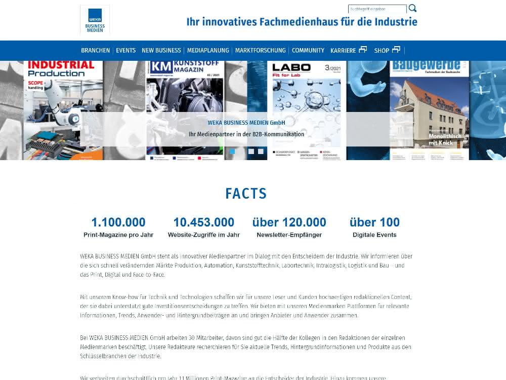Website von WEKA BUSINESS MEDIEN