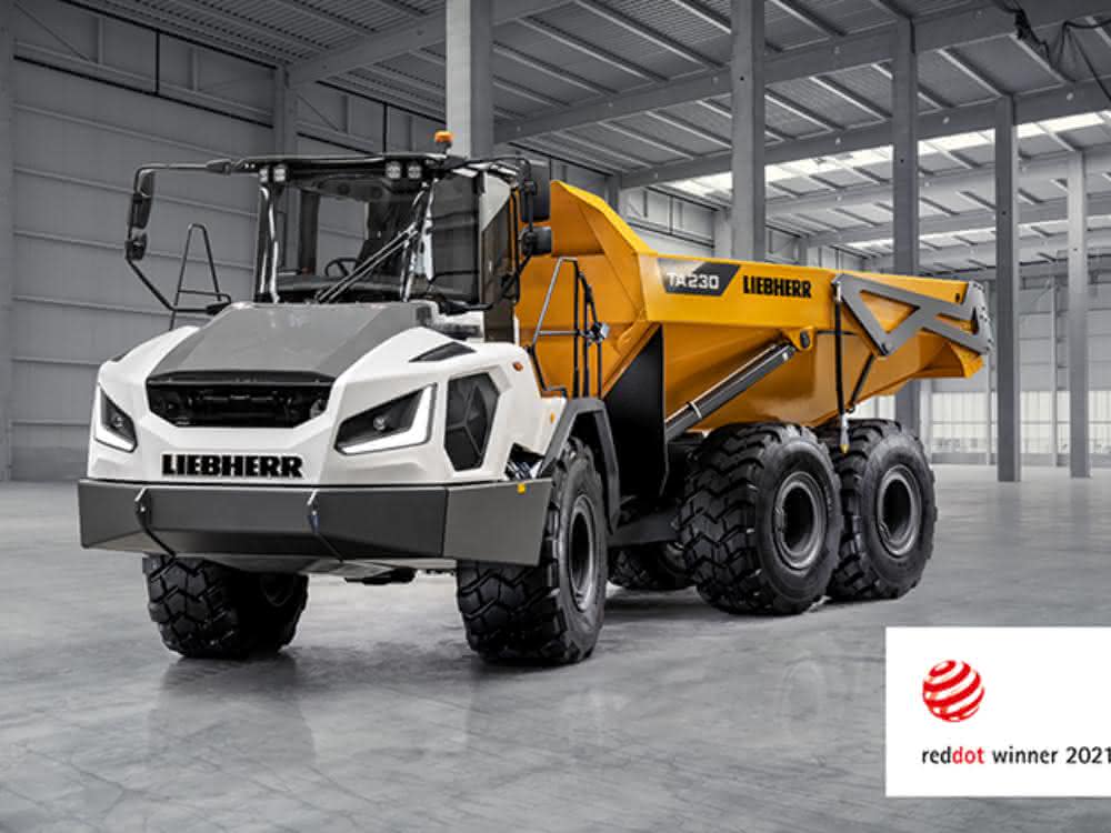 Knickgelenkter Muldenkipper von Liebherr erhält Red Dot Award 2021