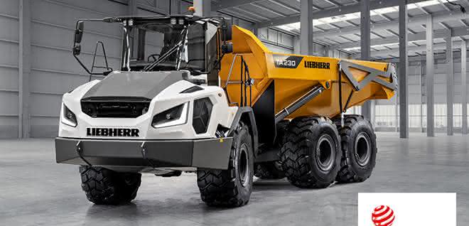 Knickgelenkter Muldenkipper von Liebherr erhält Red Dot Award 2021