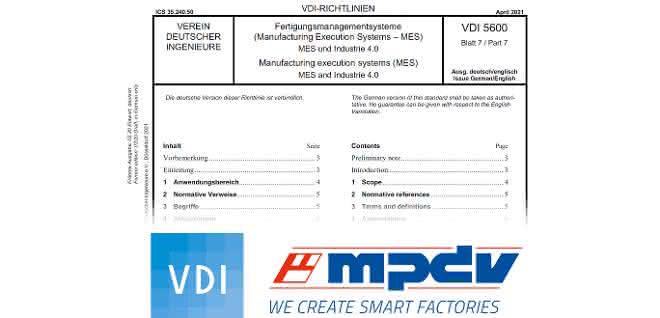 VDI and MPDV VDI Guideline 5600 Sheet and logos