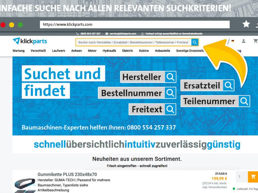 Baumaschinen-Ersatzteile: Klickparts setzt auf KI-basierte Suchtechnologie