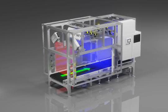 Determination of weight, volume and 2D codes in a single work step