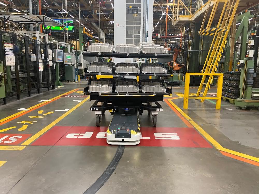 AGVs in the warehouse