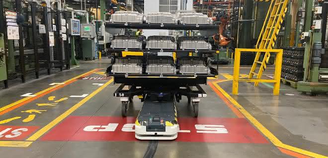 AGVs in the warehouse