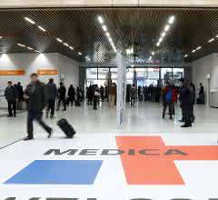 Messe-Eingangsbereich der Medica Messe-Eingangsbereich der Medica