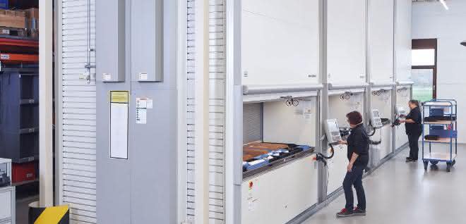 Four Hänel lean lifts organized over three floors with SAP Four Hänel lean lifts organized over three floors with SAP