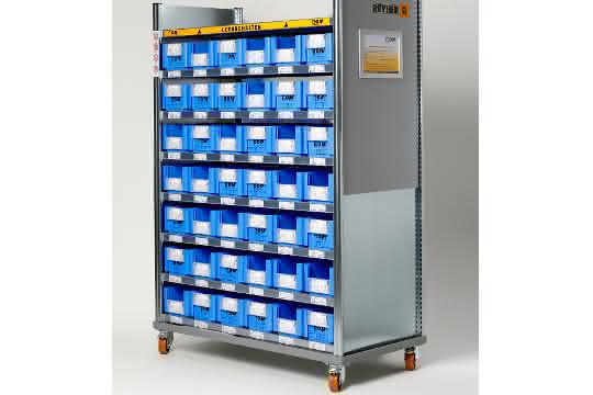Mobile Kanban shelving for flexible hall layouts