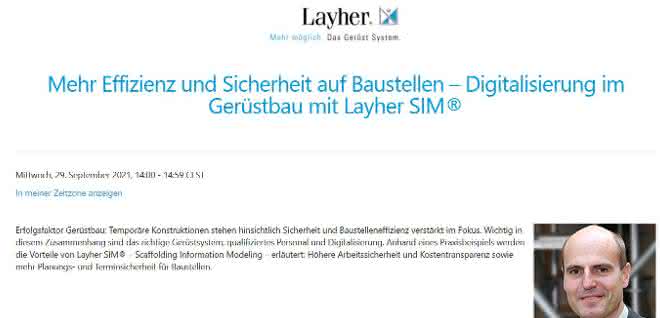 Baugewerbe Thementag: Digitalisierung im Gerüstbau mit Layher SIM