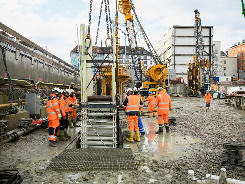 Glasfaserbewehrung unter dem Münchner Hauptbahnhof