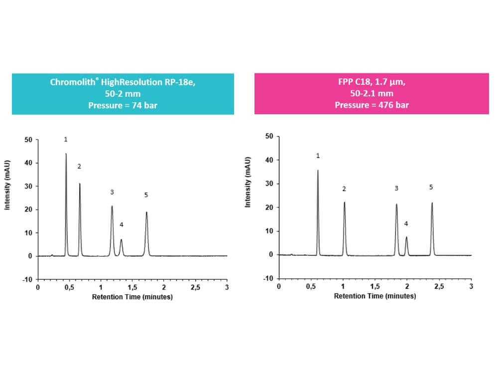 Chromatogramme und chromatographische Bedingungen