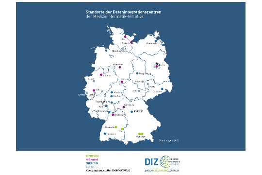 Übersichtskarte von DIZ-Standorten