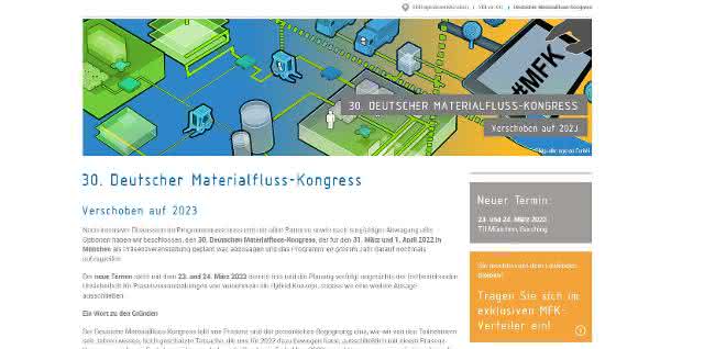 Auch der Materialfluss-Kongress wird auf 2023 verschoben