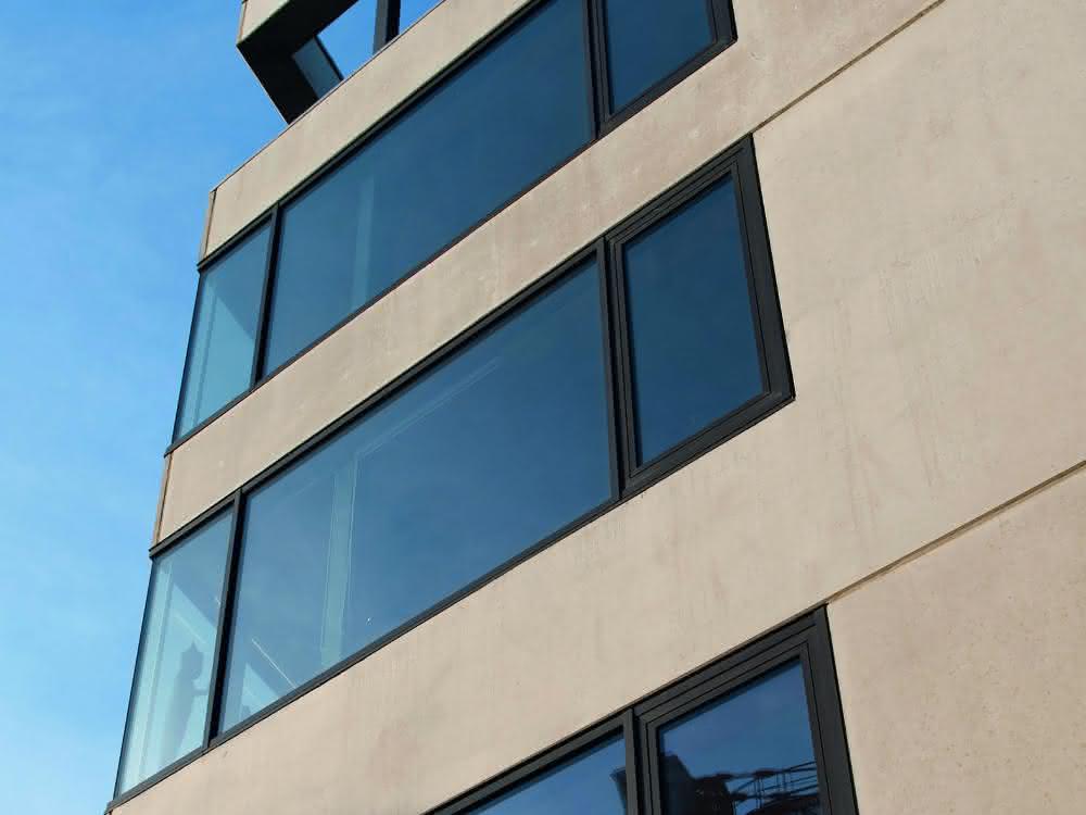 Der Schöck Isolink Typ TA-HC ist eine Fassadenbefestigung aus Glasfaserverbundwerkstoff für kerngedämmte Betonwände