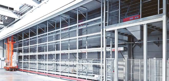 Pallet racking plus structural steel platform