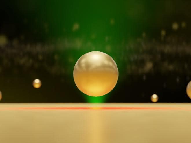 Strömungen für Objekte auf Nanoskala nutzen: Laserinduziertes Thermofluidik-Verfahren Illustration eines Goldnanopartikels