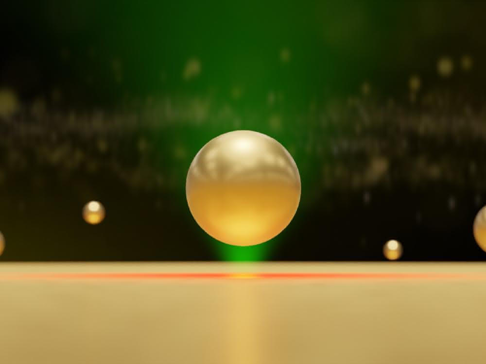 Strömungen für Objekte auf Nanoskala nutzen: Laserinduziertes Thermofluidik-Verfahren Illustration eines Goldnanopartikels