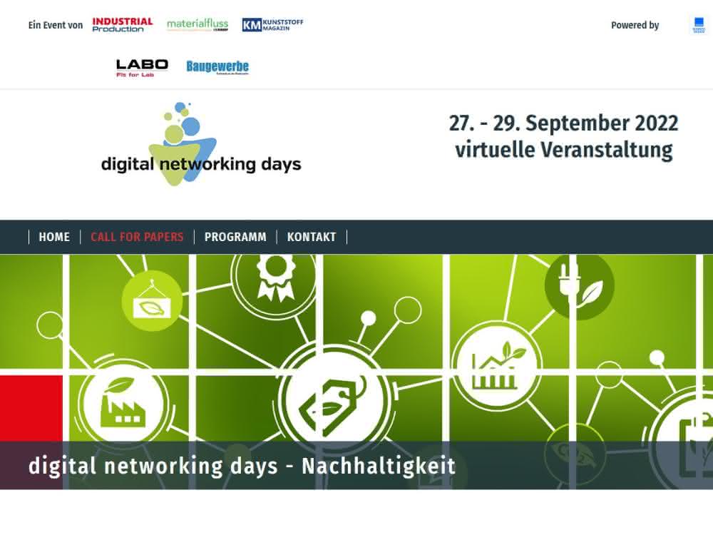 Presentations wanted for the digital networking days Sustainability